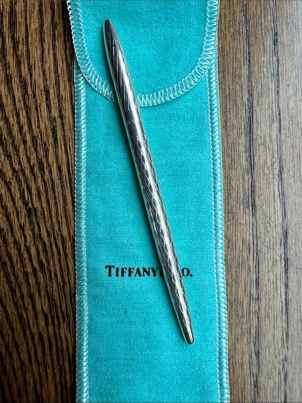 Tiffany & Co. Vintage Sterling Silver Diamond Cut Purse Pen New Ink Cartridge